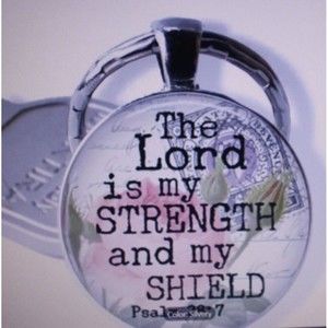 Bible Verse Bubble Keychain Christian Alloy Ring The Lord Is My Strength NIP